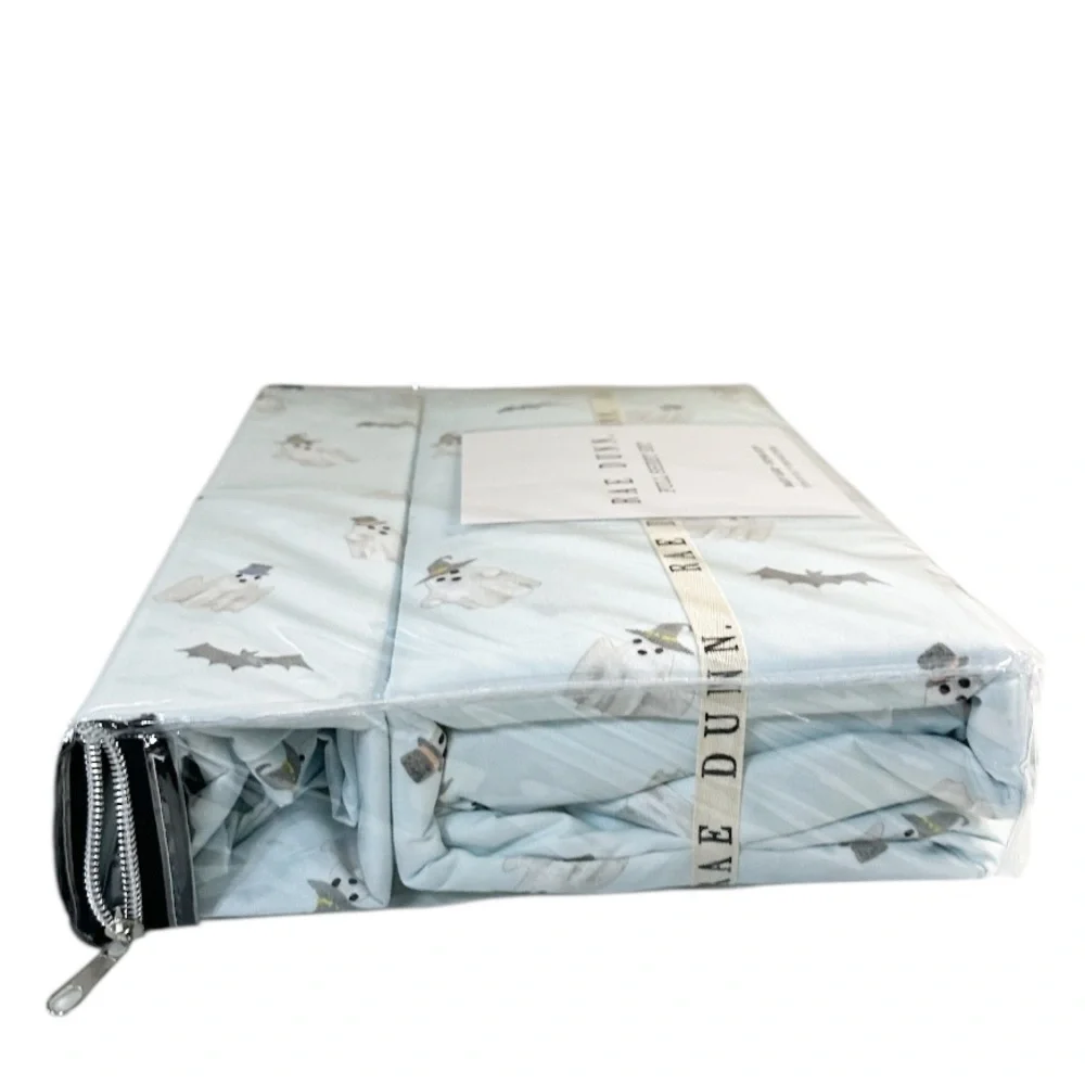 NEW Rae Dunn HALLOWEEN BOO & BATS Blue Full Sheet Set